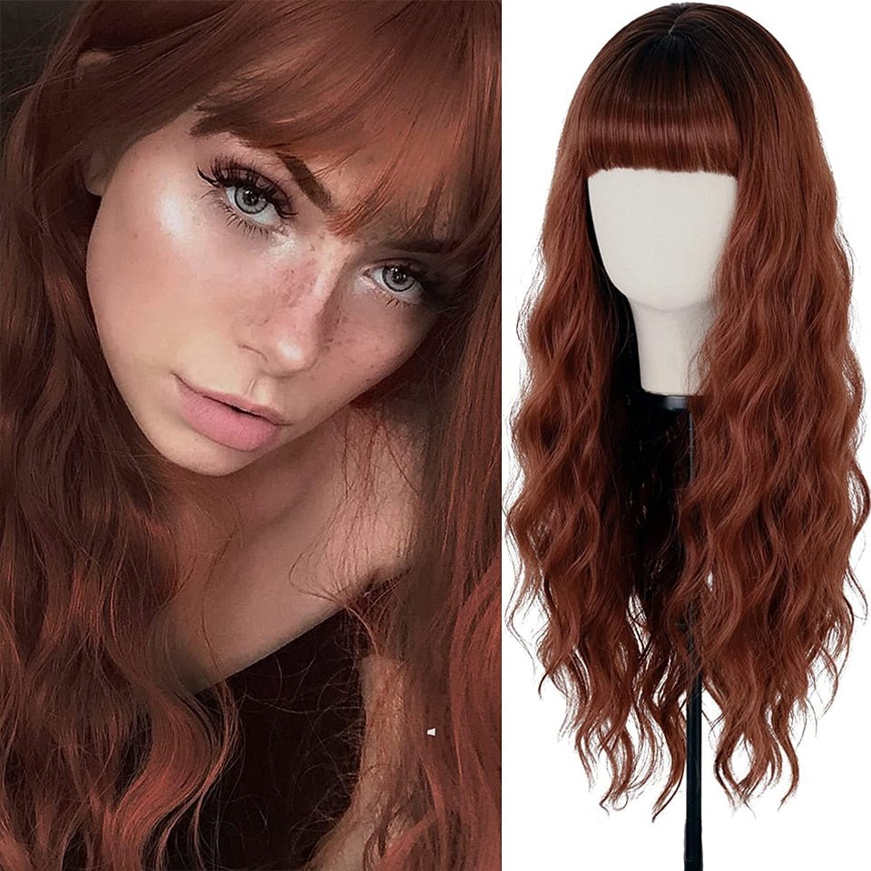 Wavy Long Brown Synthetic Wig - HairNjoy