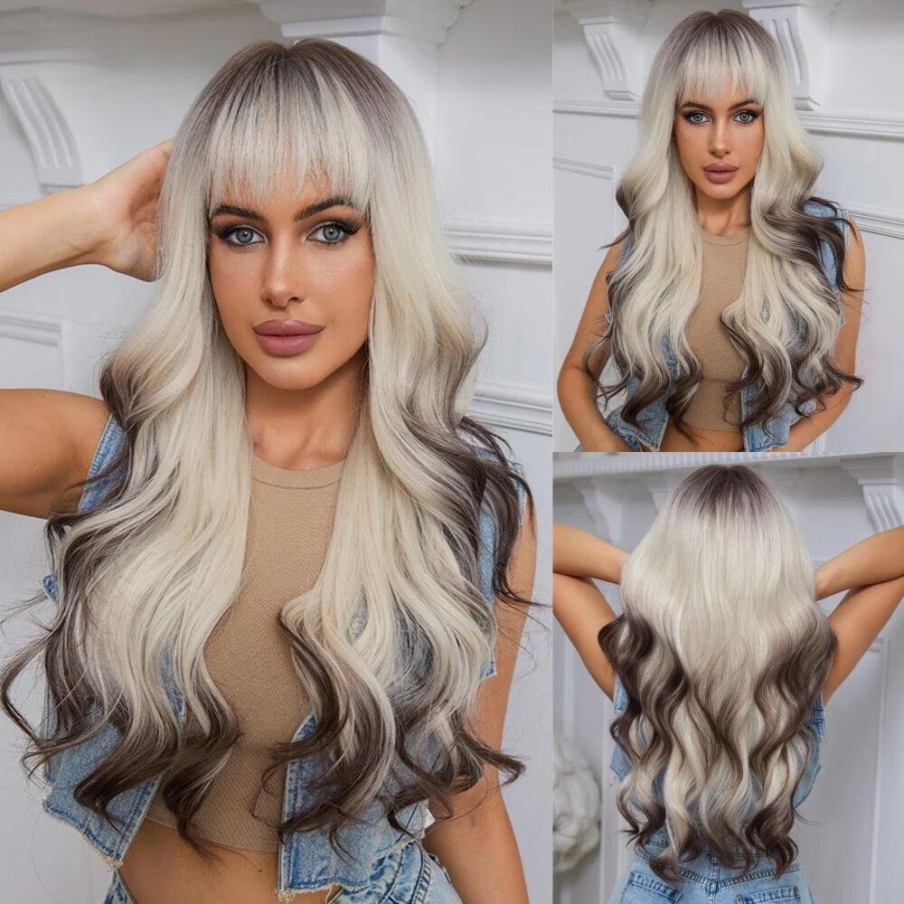White Brown Ombre Synthetic Wigs - HairNjoy