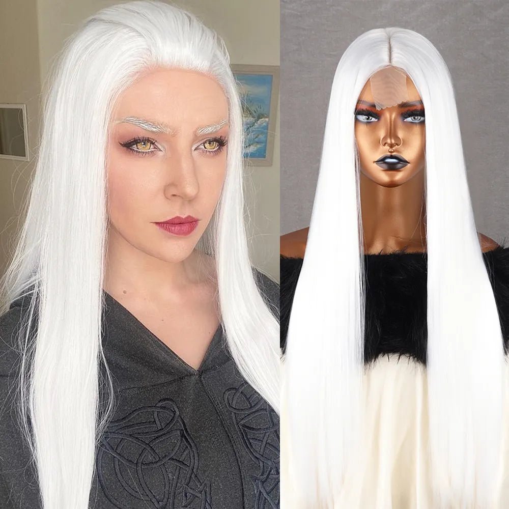 White Elegant Straight Lace Wig - HairNjoy