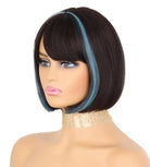 White Straight Synthetic Bob Wigs with Bangs - HairNjoy